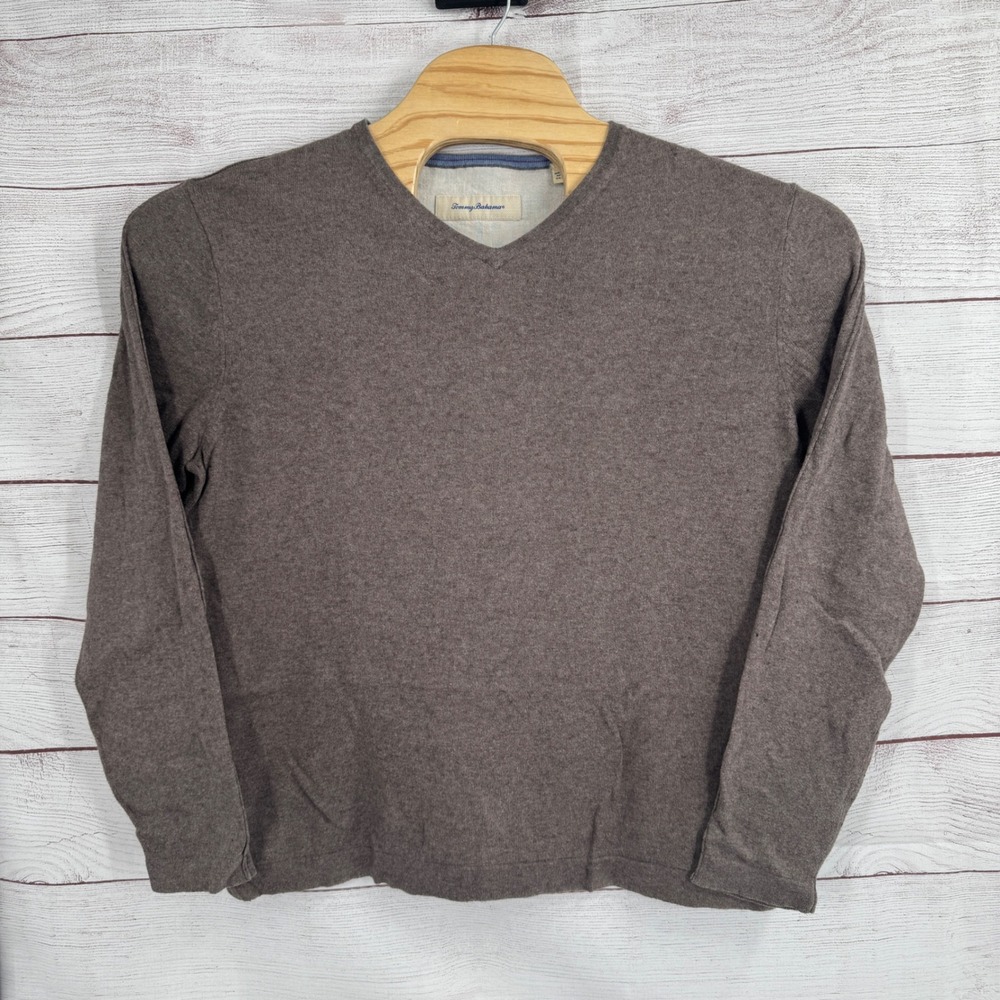 Tommy Bahama Mens Sweater Medium V Neck Long‎ Sleeve Lightweight Cotton Cashmere